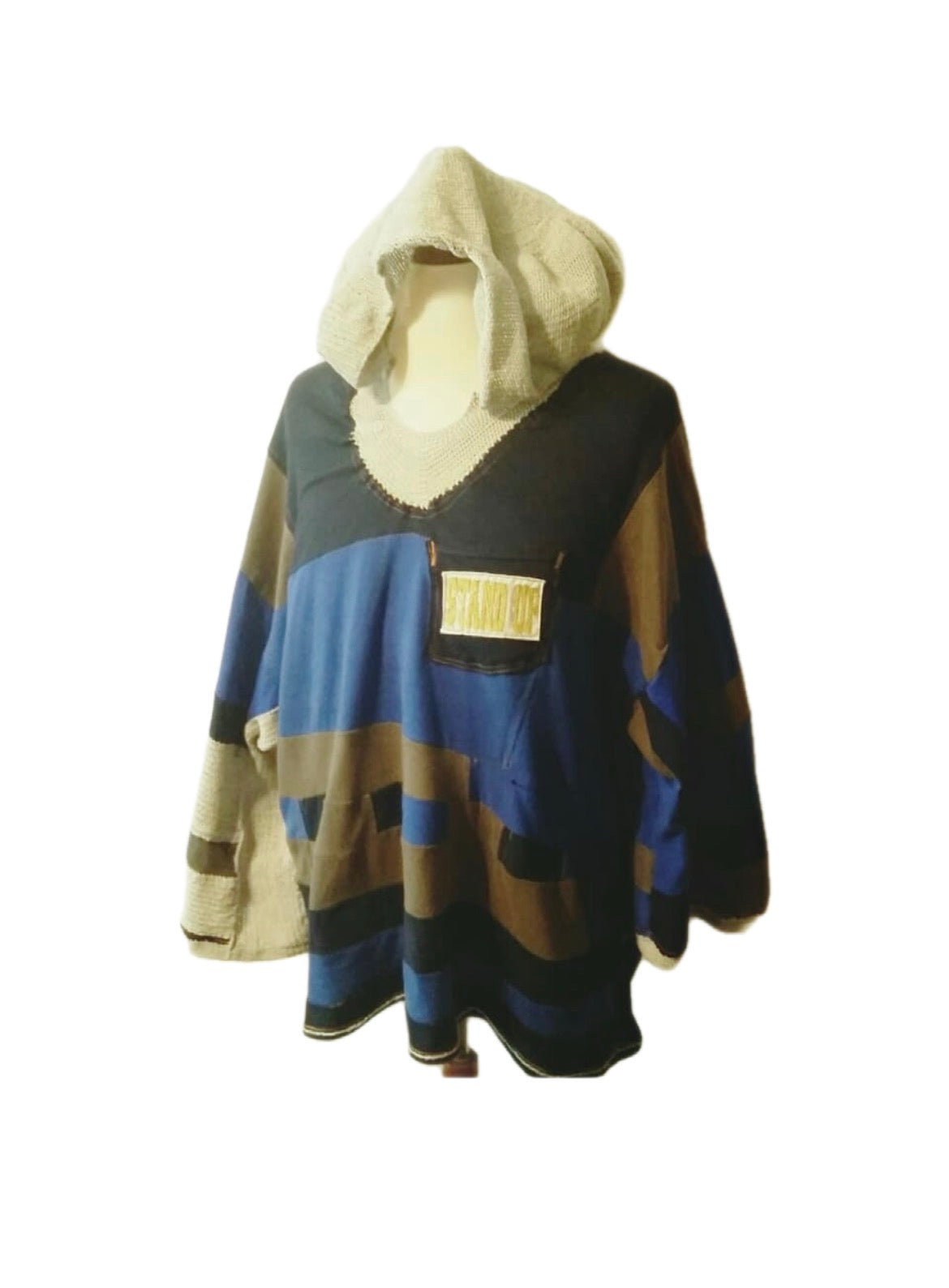 Color-Blocked Fusion Cut-and-Sewn Laceweight Crochet Hockey Jersey